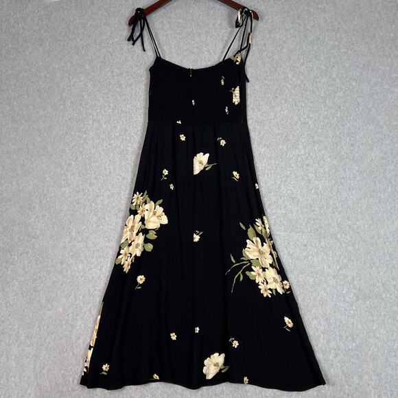 Reformation Black Floral Saldana Midi Sundress in Kiara Size 8 - Picture 5 of 11